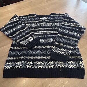 Northeast Knitting Mills Sweater Adult Small Blue Fair Isle Wool Pullover USA